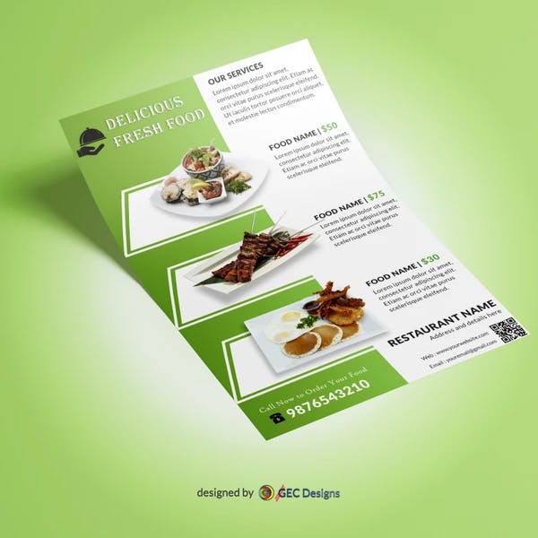 Delicious fresh food restaurant Flyer Template