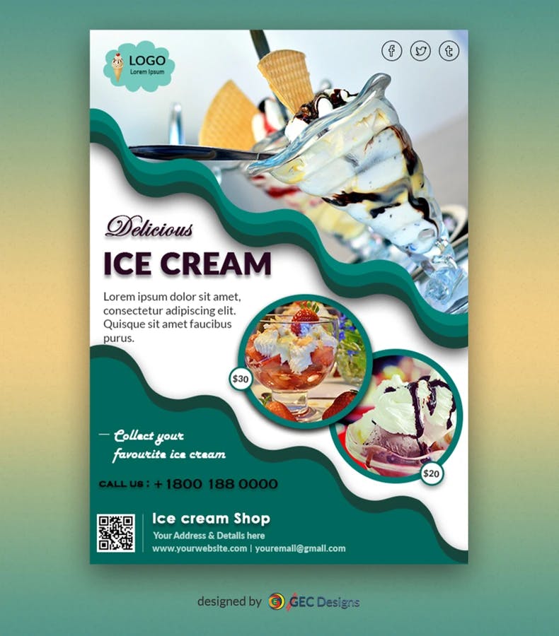 Delicious Icecream Shop Flyer Template