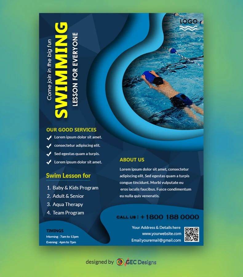 Elite swimming pool club Flyer Template