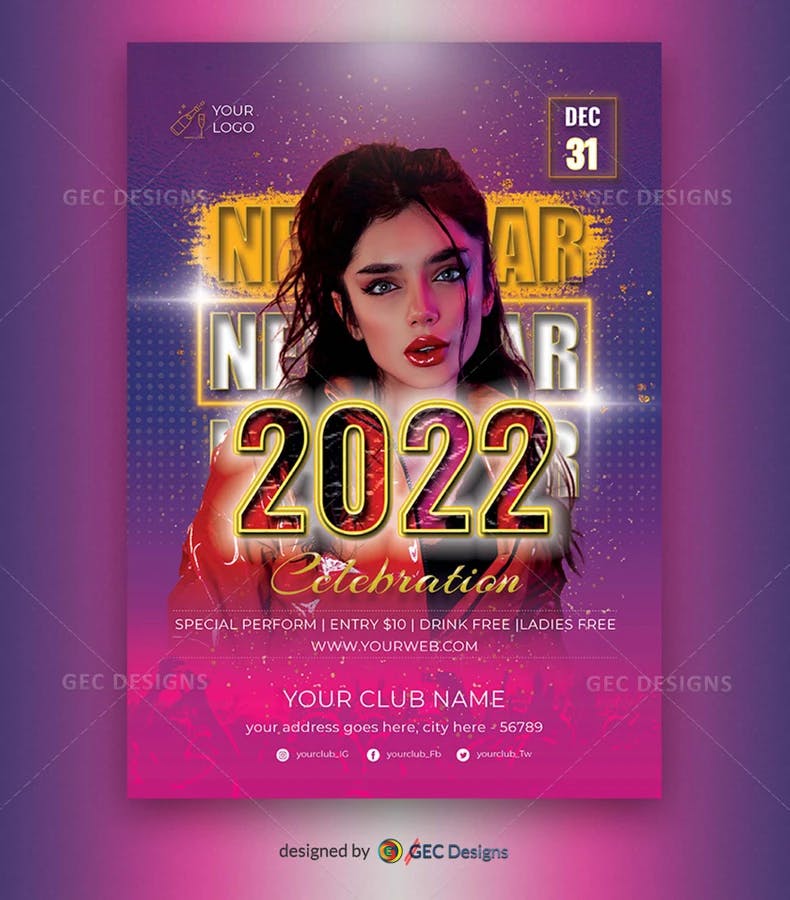 Exotic New Year party flyer design