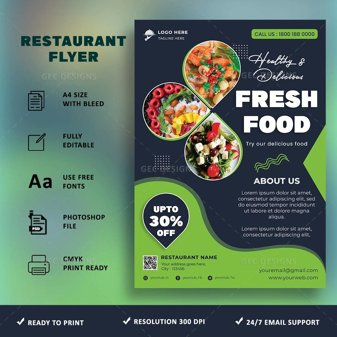 Eye-Catching Flyer Template for Promoting Restaurant business