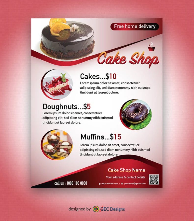 FireBrick Cake shop flyer template