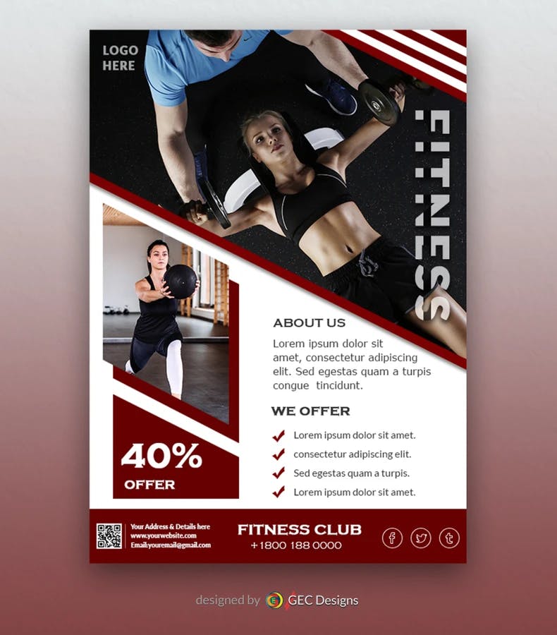Fitness Center Gym Flyer Template