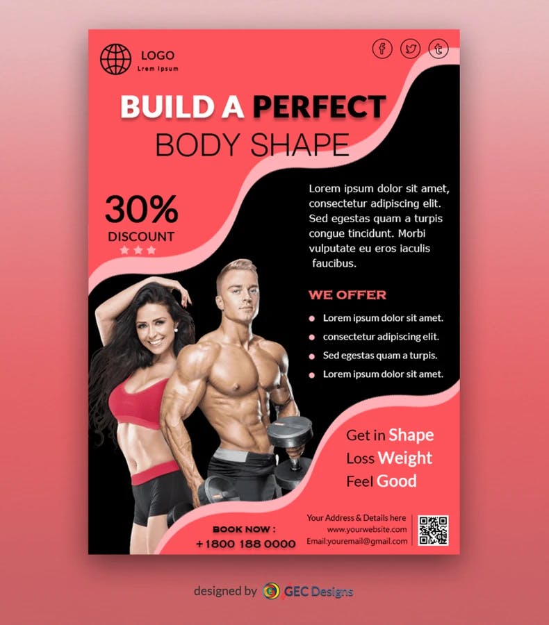 Fitness center Promotional Flyer Template