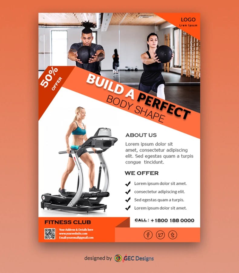 Fitness club advertisement Flyer Template