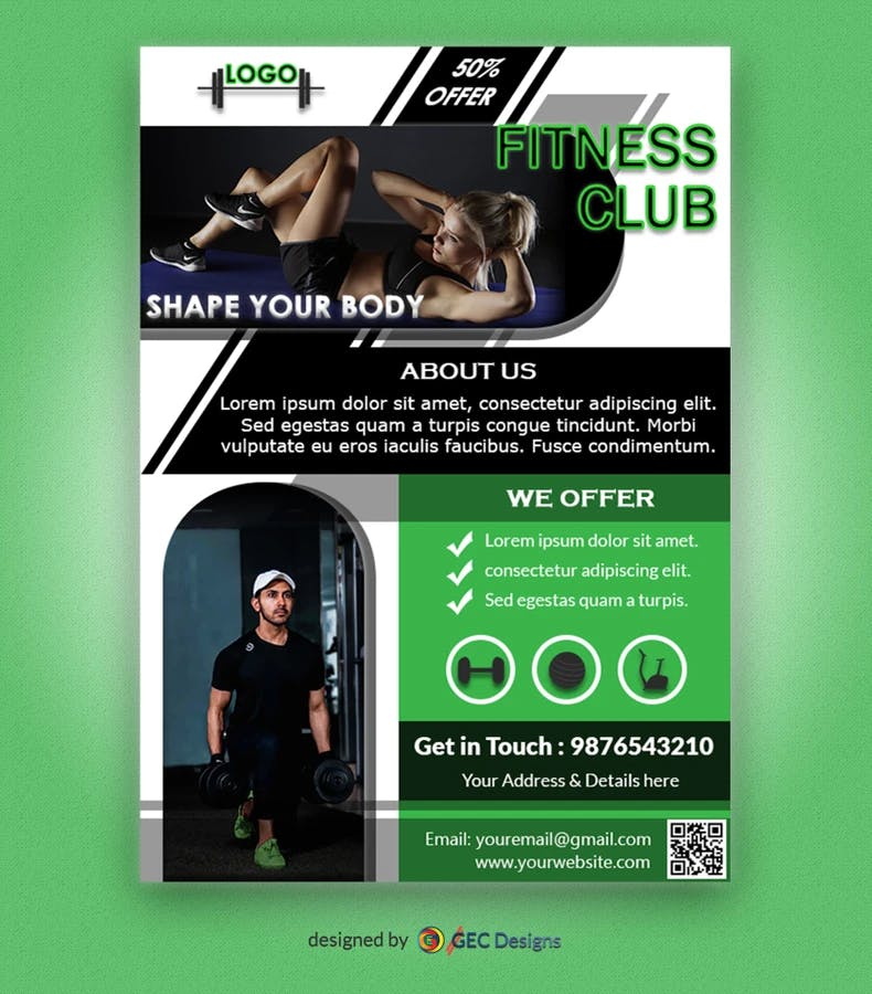Fitness Club flyer Template
