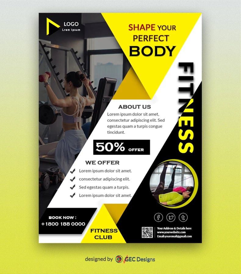 Free Gym advertisement Flyer Template