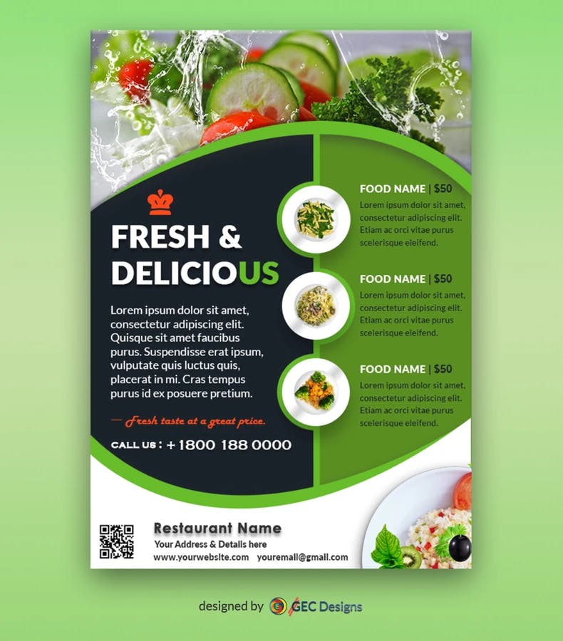 Fresh and Delicious Food Restaurant Flyer Template