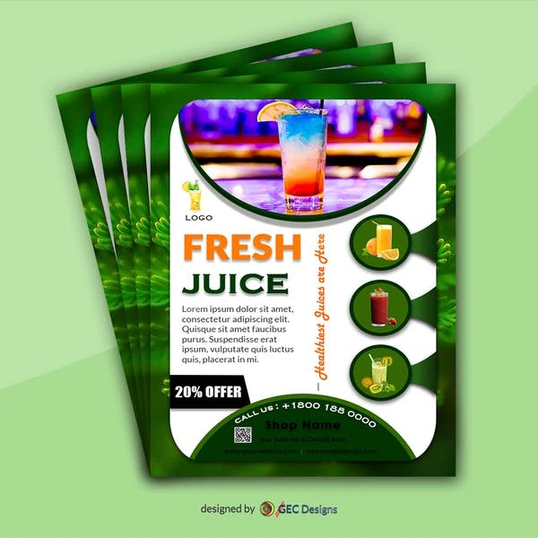 Fresh juice bar promotion Flyer Template