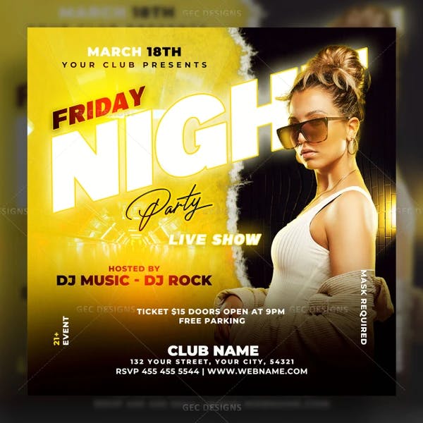 Friday night party flyer template