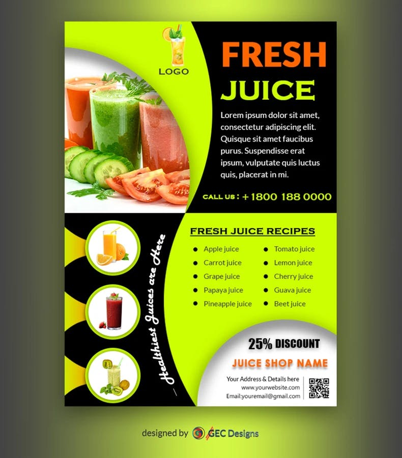 Fruit Juice shop Flyer Template