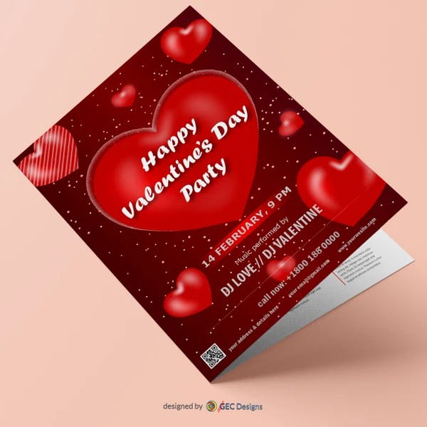 Happy valentine day party Flyer Template