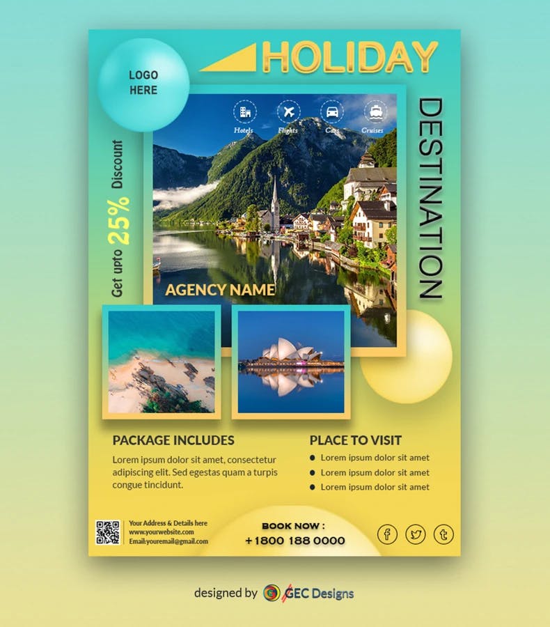 Holiday travel packages Flyer Template
