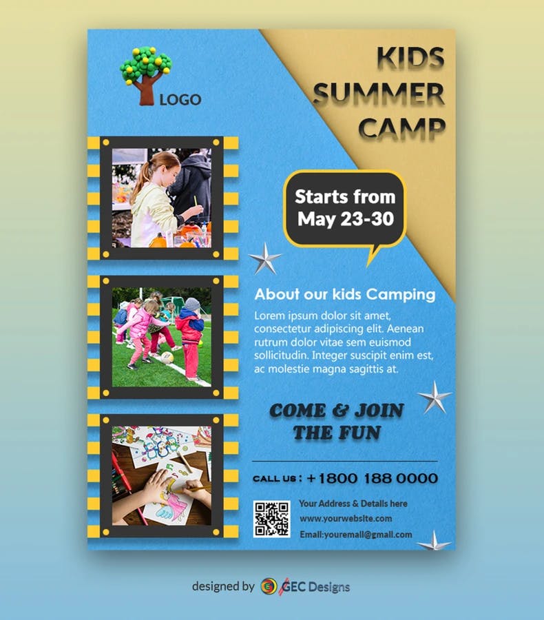Activity Kids Summer Camp Flyer Template