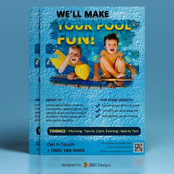 Kids Swimming lessons Flyer Template