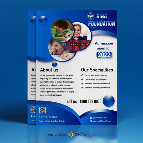 King foundation school admission flyer template