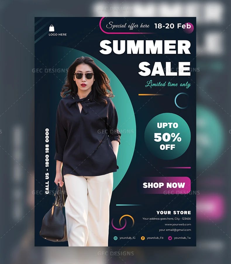Limited time offer summer sale flyer template