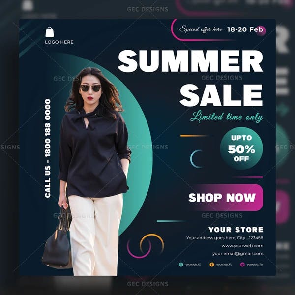 Limited time offer summer sale flyer template