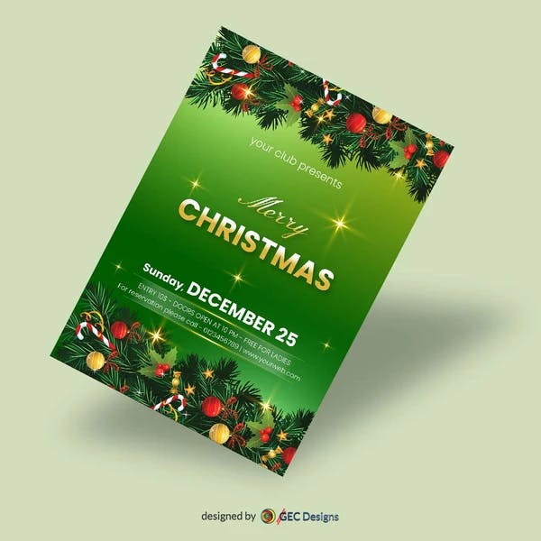 Merry Christmas event poster template