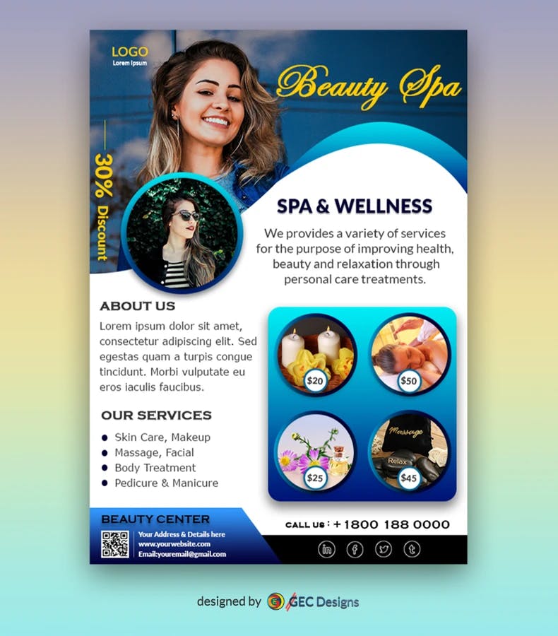 Natural Beauty Spa Flyer Template