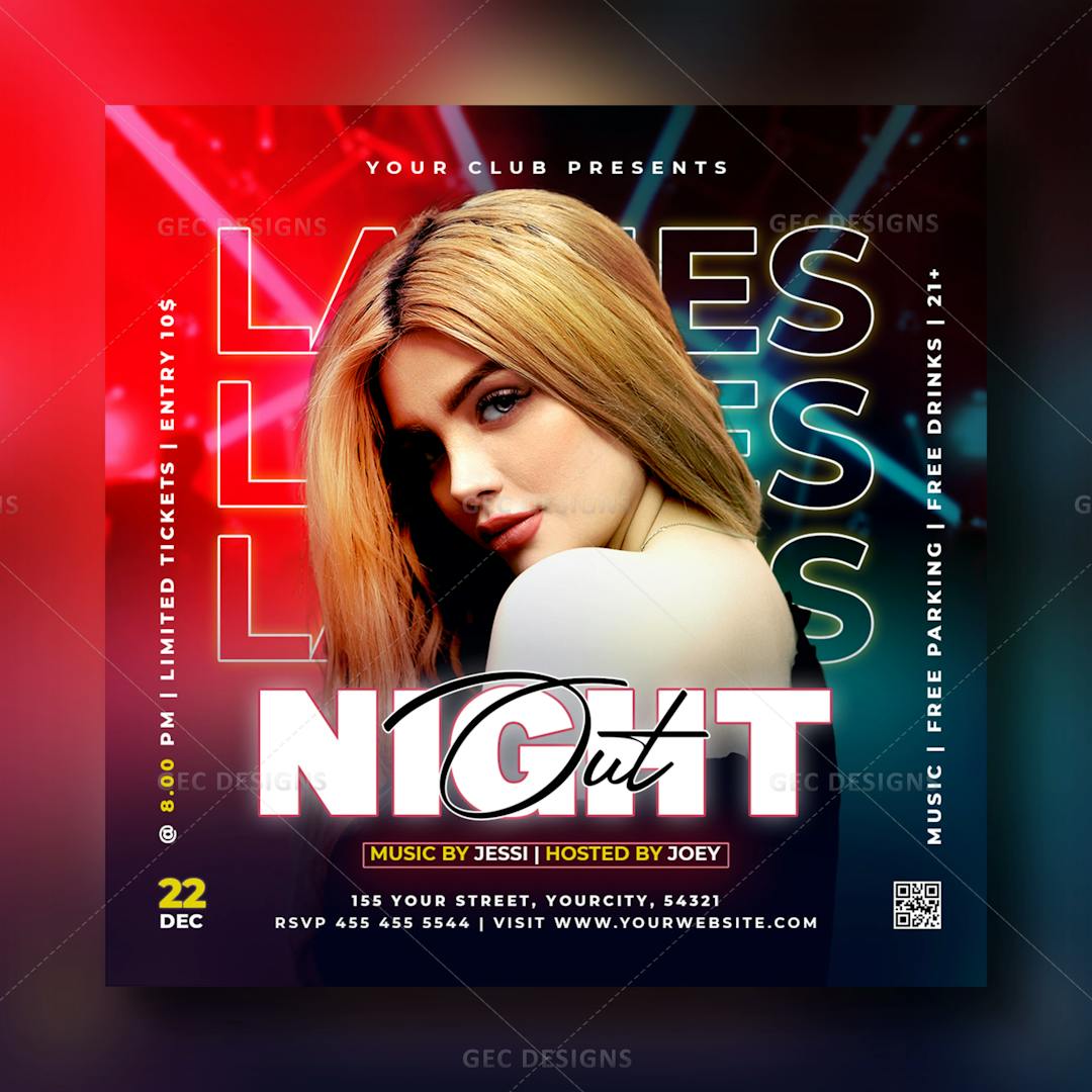 Night Out Unforgettable with Bold and Beautiful Flyer Design