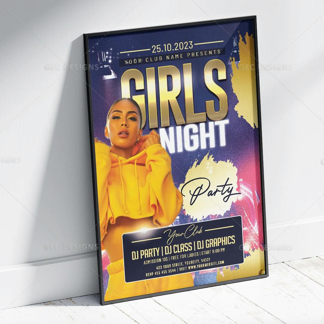 Night Party Flyer design with Golden text