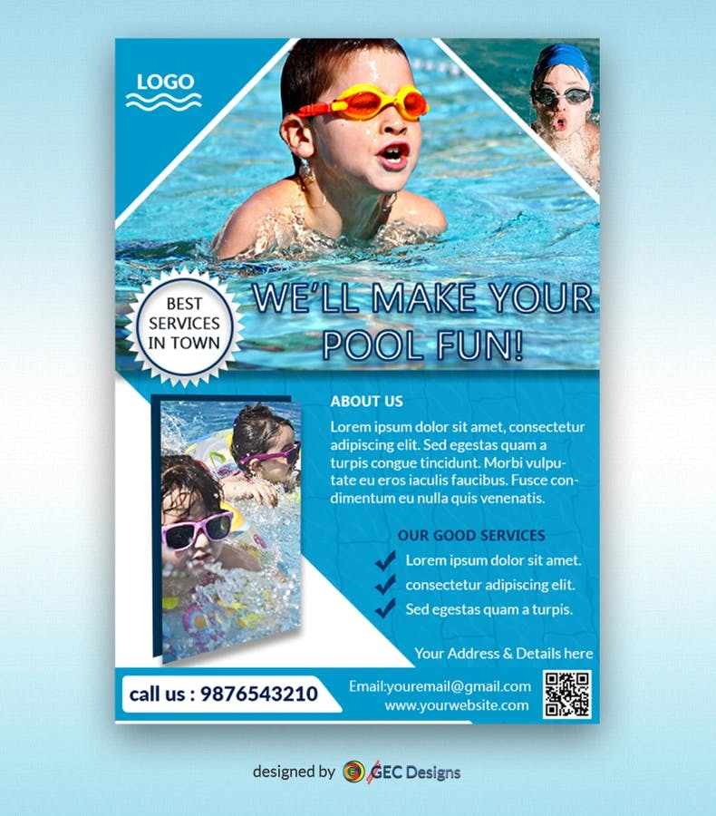 Pool Fun Swimming pool flyer Template
