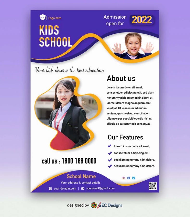Primary school admission open flyer design