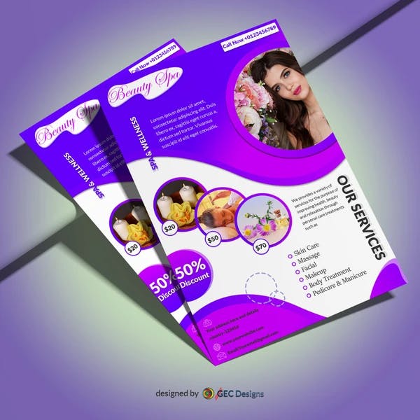 Purple Beauty & Spa Flyer Template