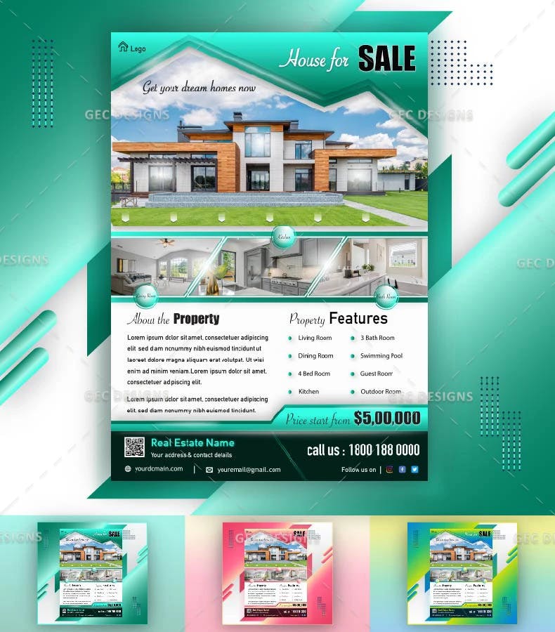 Real estate business promotion flyer design template