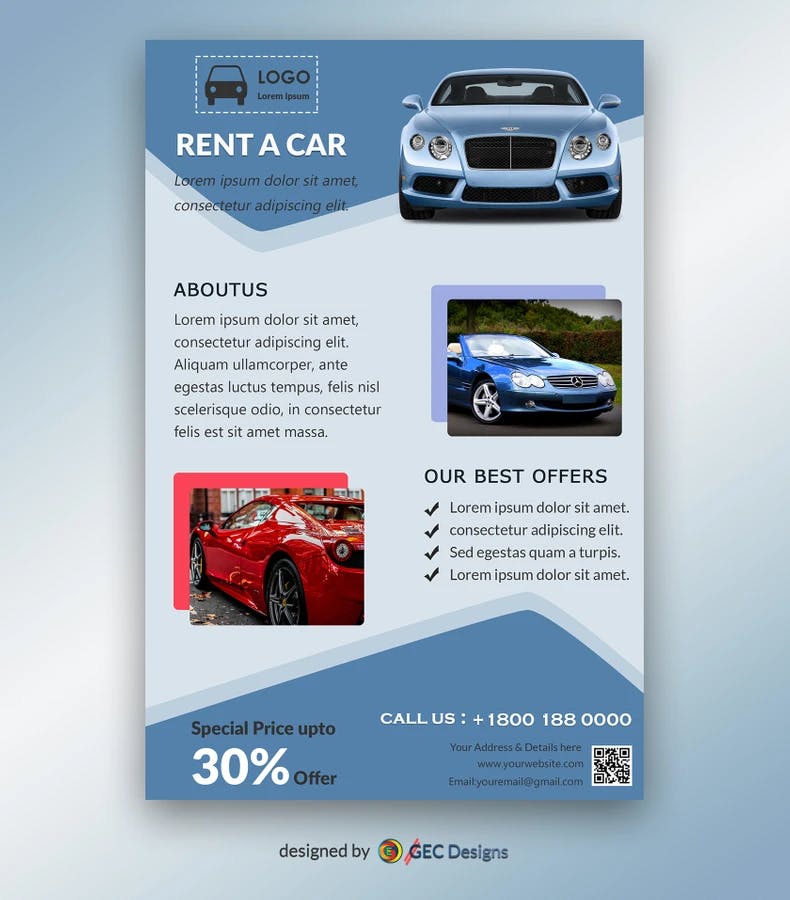 Rent A Car Business Flyer Template