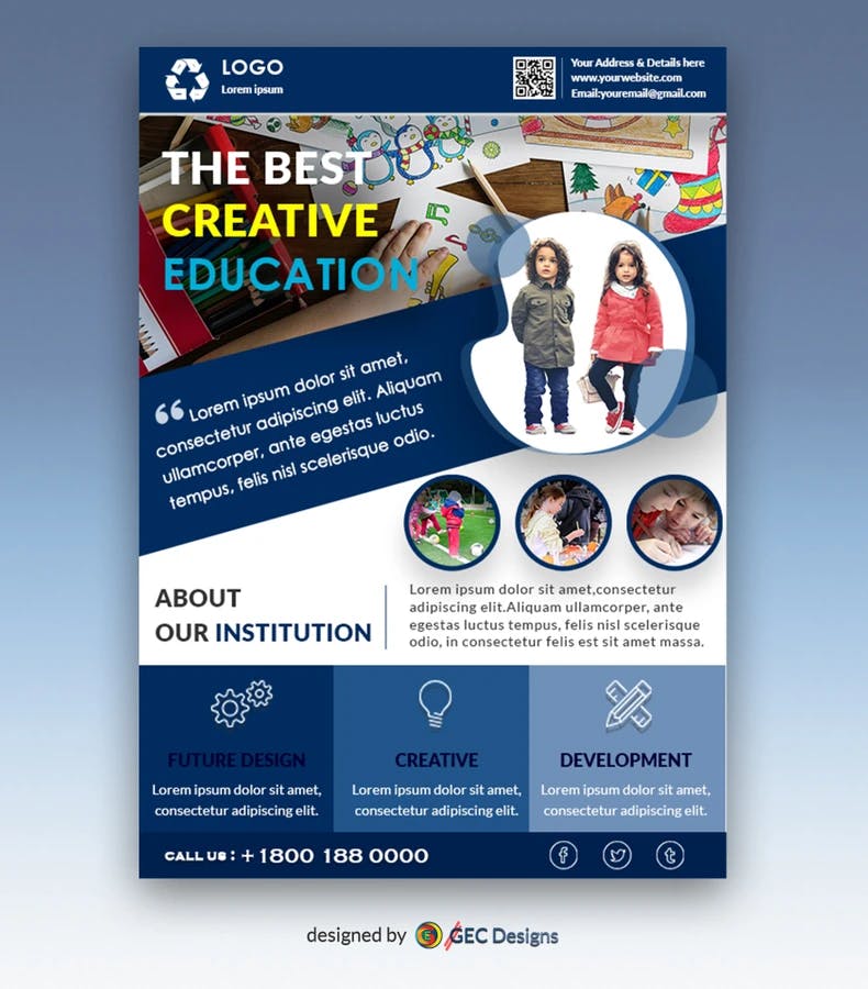 Creative design School advertisement Flyer Template