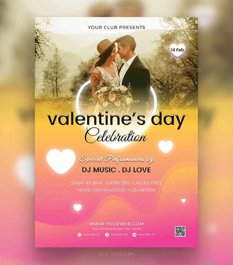 Special Valentine's day free flyer PSD template