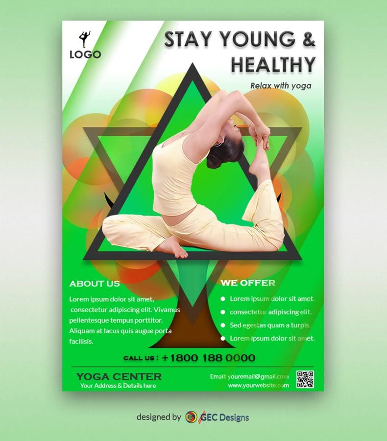 Stay Young Yoga flyer Template