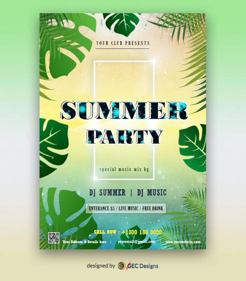 Summer celebration party flyer design