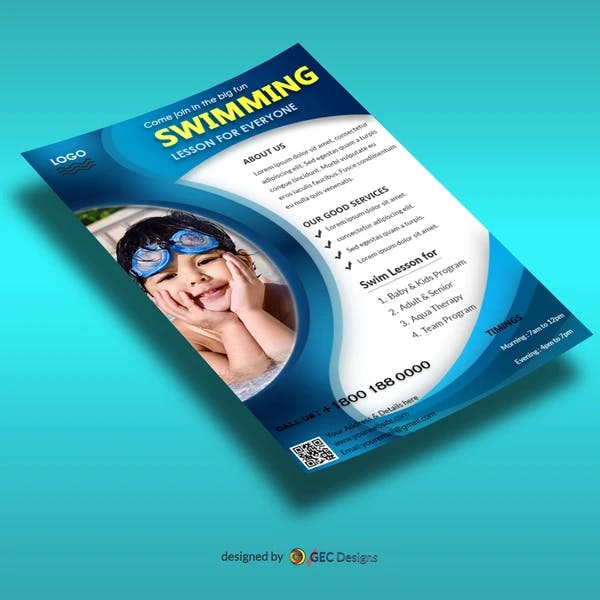 Swim coaching Swimming pool Flyer Template