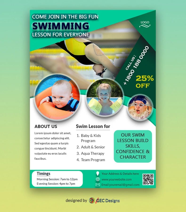 Swimming pool promotion Flyer Template