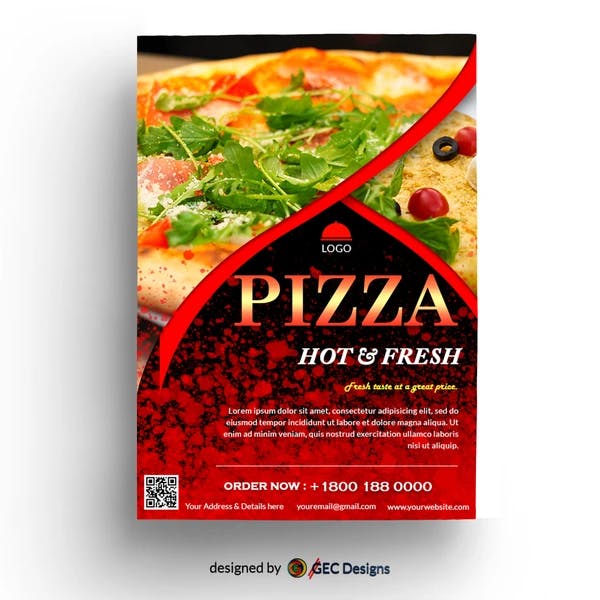 Tasty pizza world restaurant Flyer Template