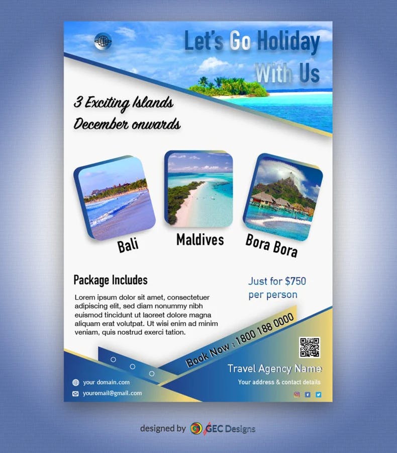 Tour package promotion travel flyer template