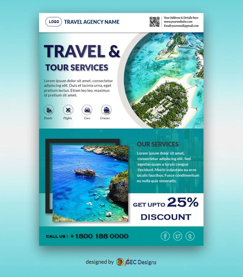 Island Trip Travel Agency Flyer Template