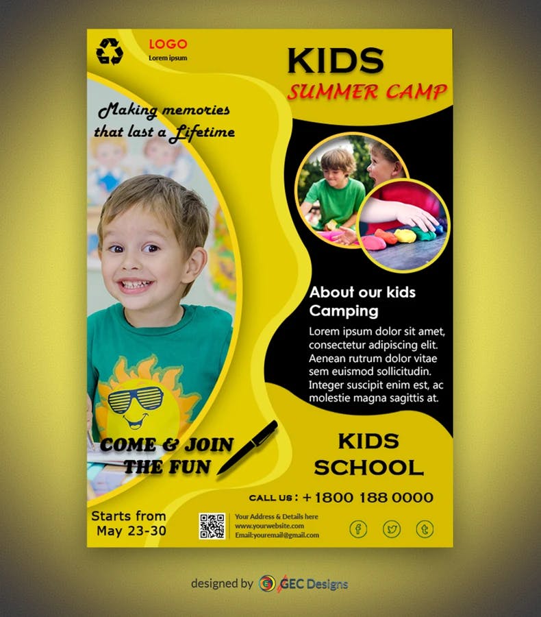 Ultimate kids summer camp flyer template