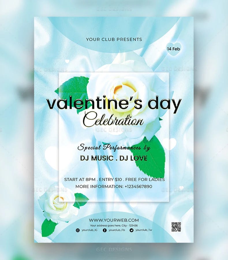 Valentine's Day party celebration flyer design