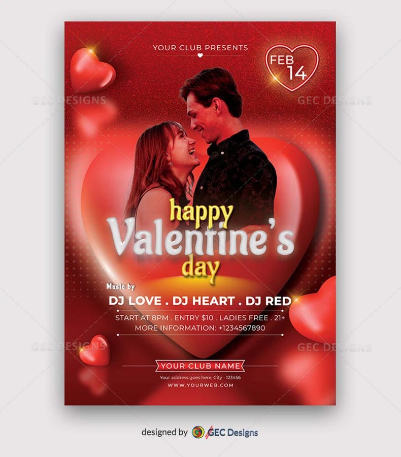 Valentine's day party flyer, Facebook, Instagram template