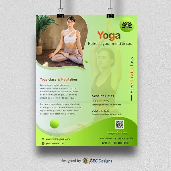 Yoga and Fitness training flyer template