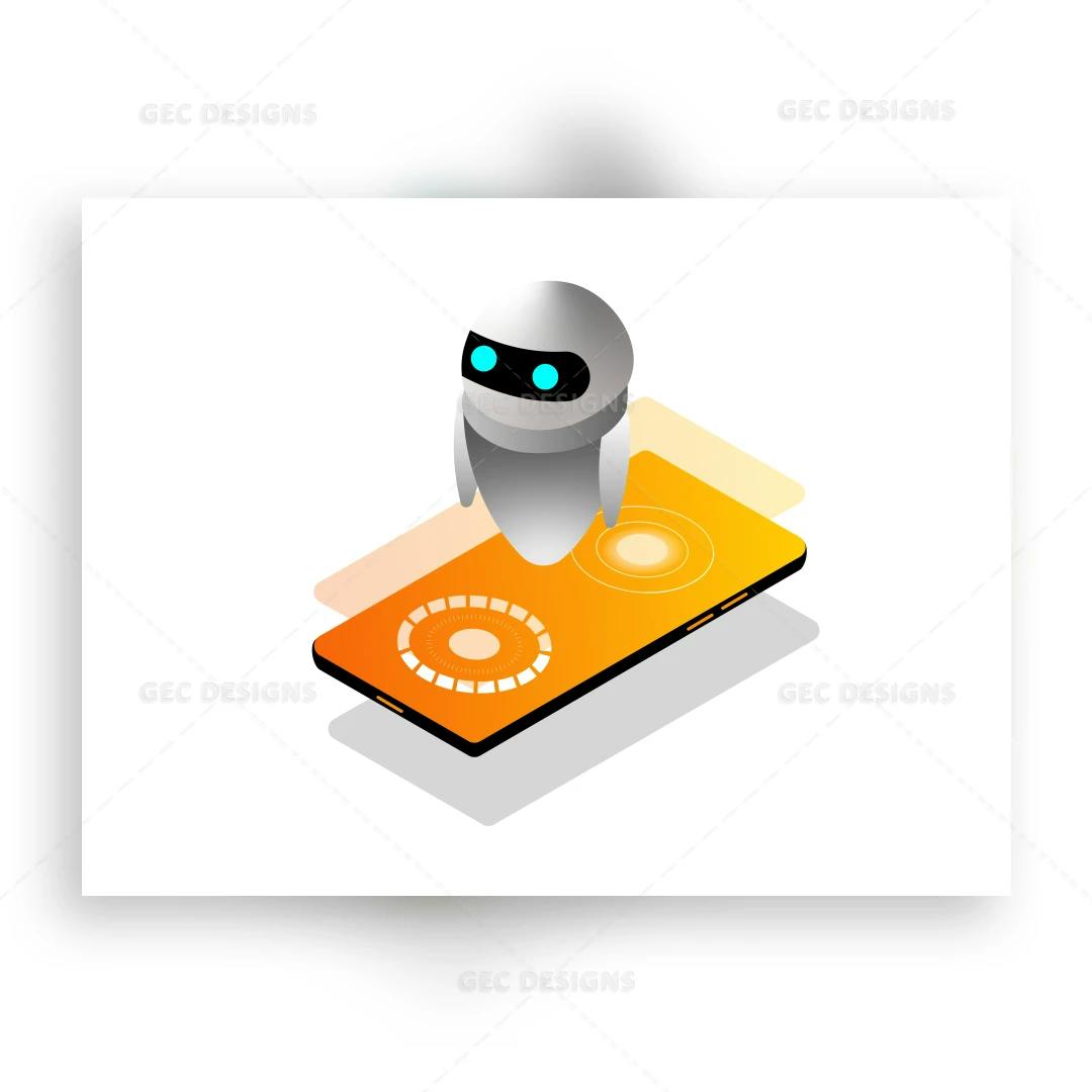 ChatBot Concept Isometric Illustration Vector Template