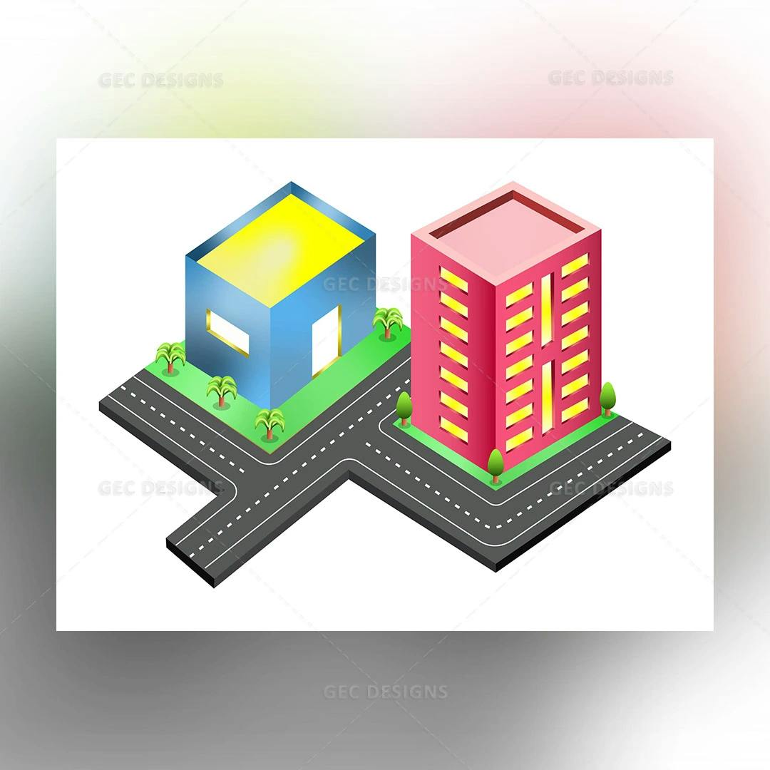 City buildings 3D isometric illustration