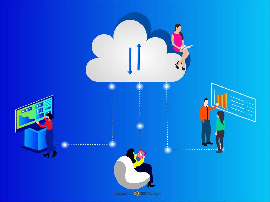 Cloud computing services vector illustration