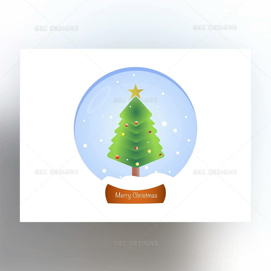 Glass ball Christmas tree tabletop vector illustration