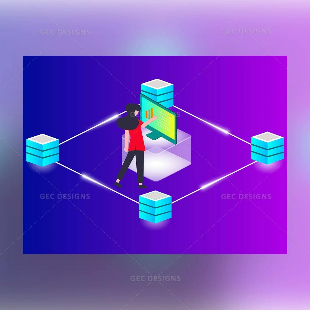 Isometric blockchain technology vector image