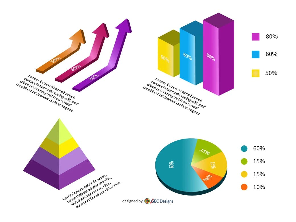Isometric infographic elements vector collection